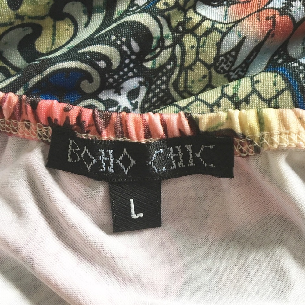 new Boho Chic ❤︎ Romantic Artsy Floral Print Draped Halter Top ❤︎ Pin Up Chic L - Picture 10 of 16